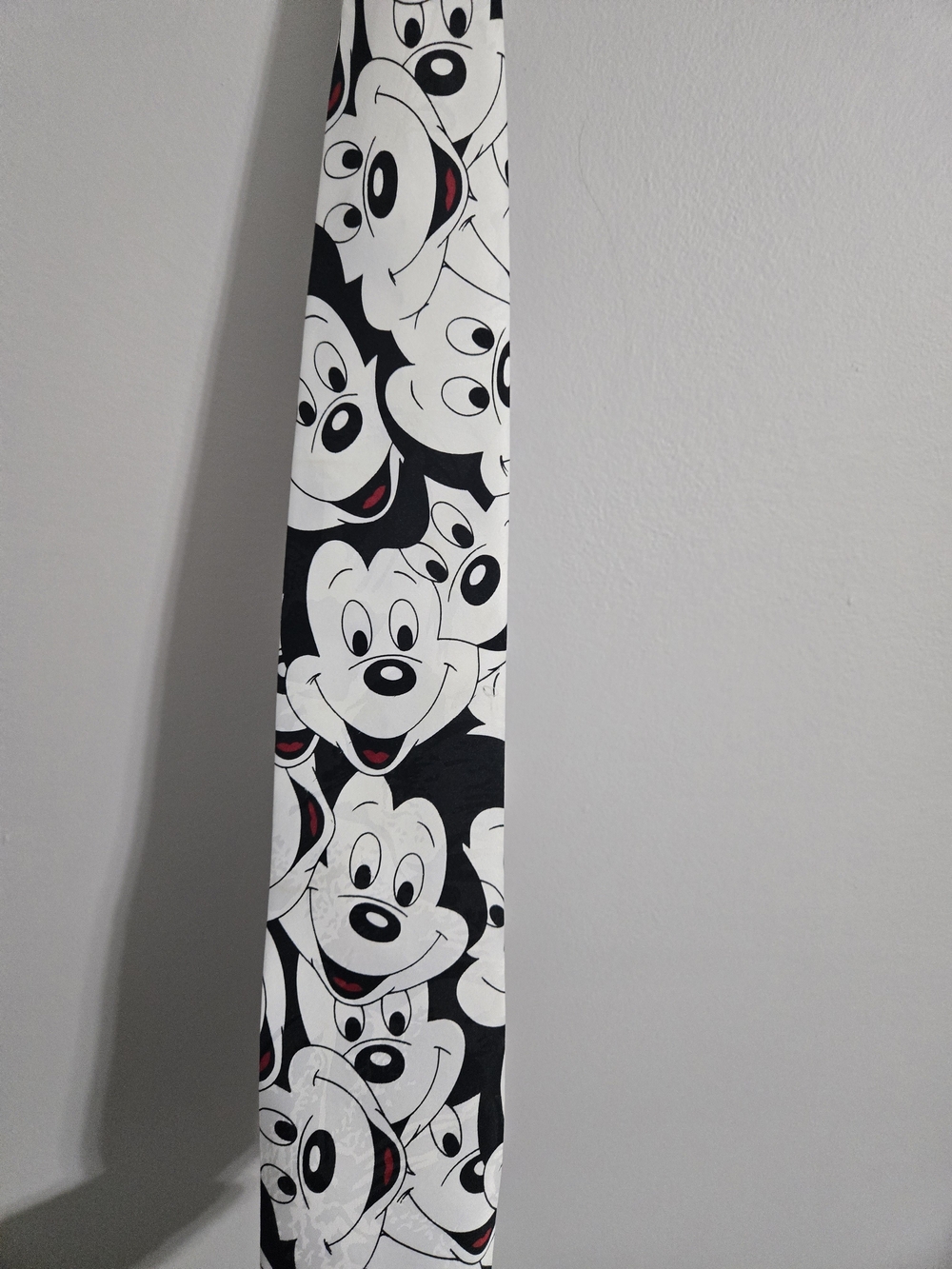 Disney Black and White Mickey Mouse Faces Tie with Red Accents